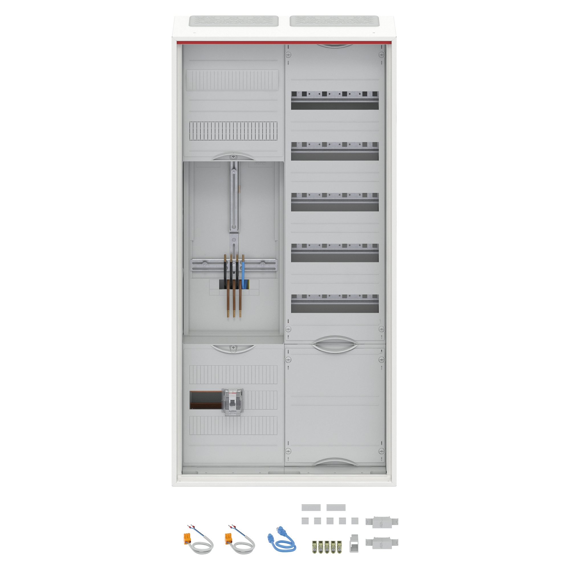 Zählerschrank, TAB 2000, 1 x 3-Punkt Zählerplatz, 1 x Verteilerfeld 5-reihig, mit APZ-Feld ...