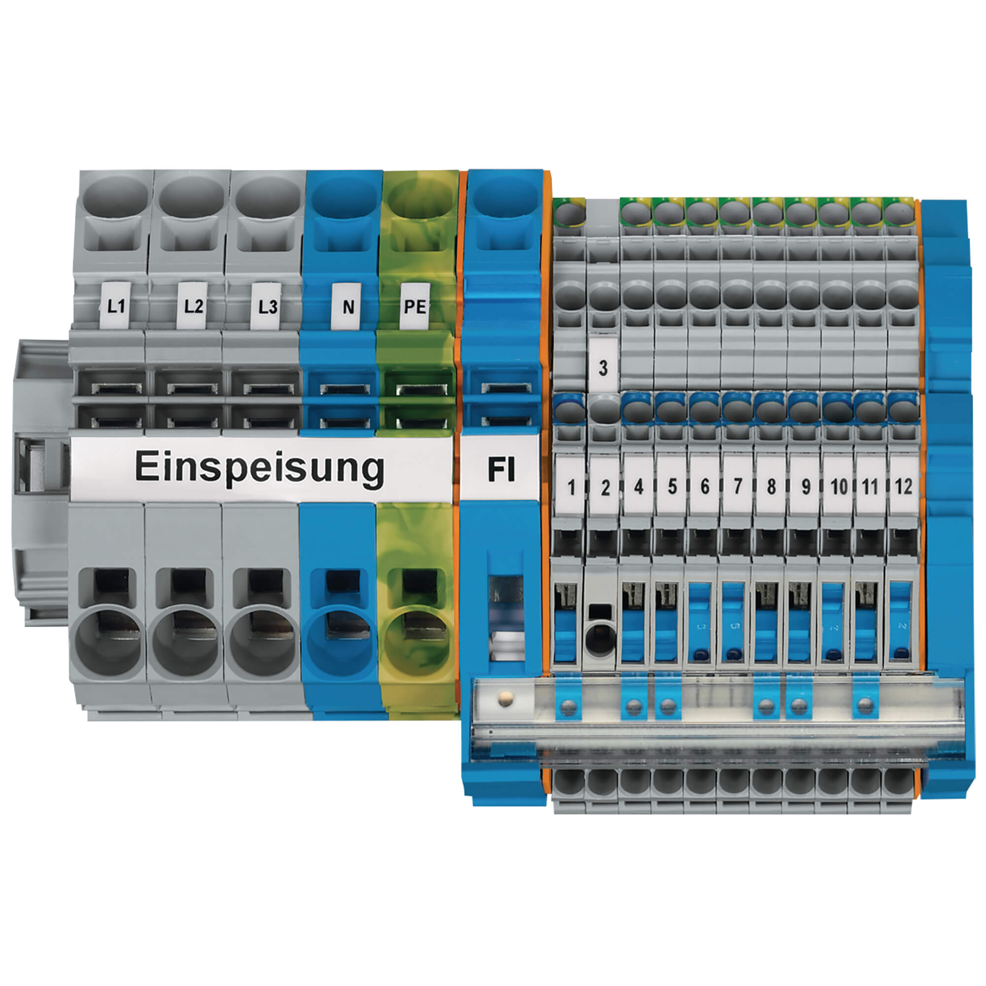Kleinverteiler-Set, Einspeisung und Nullleiter - Reihenklemmen Verdrahtungsmaterial Installation ...