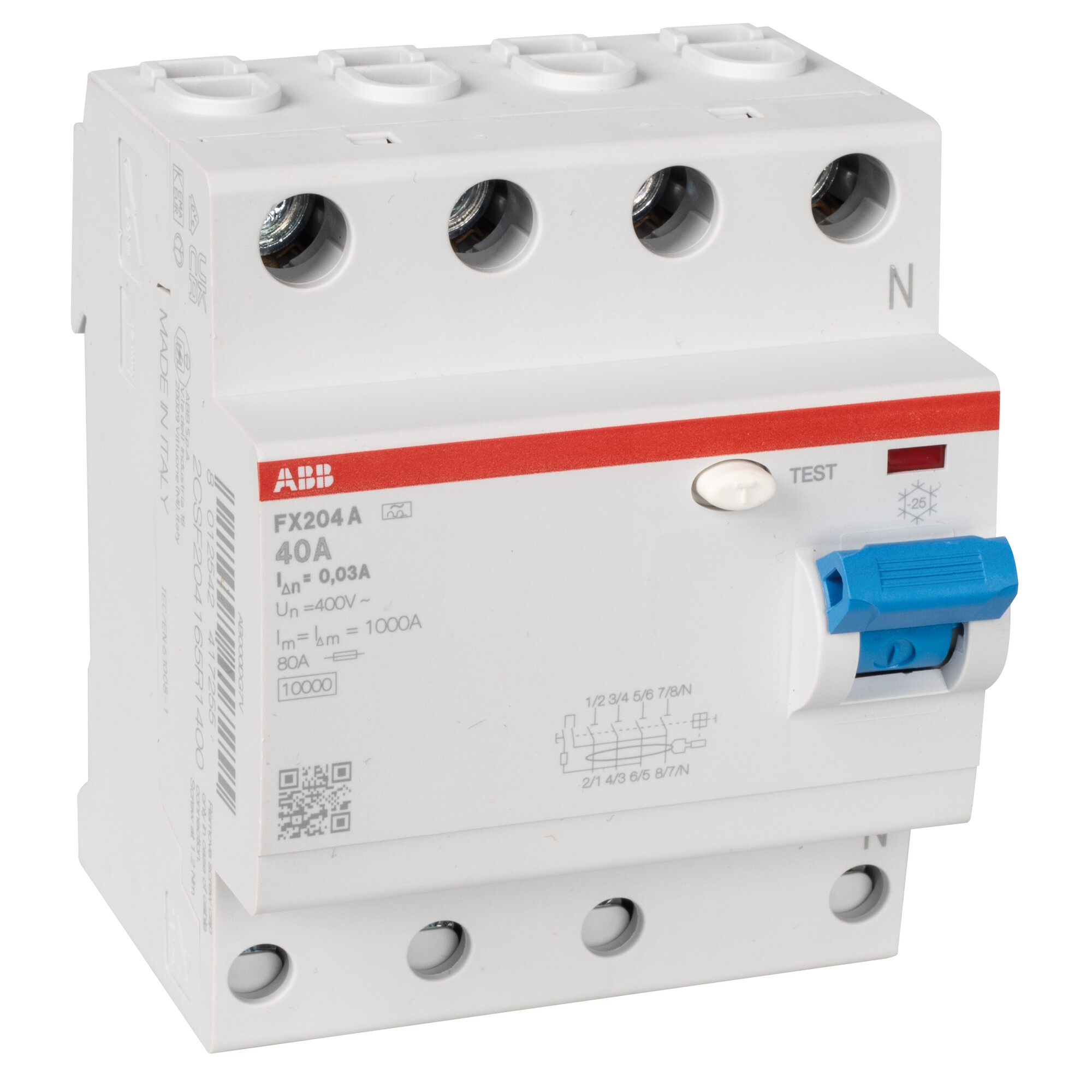 4 Poliger Fi Schalter 2 Polig Anschließen FI-Schutzschalter, FX204, System FLEXLINE®, 4-polig, 40A, 0,03, 4 TE