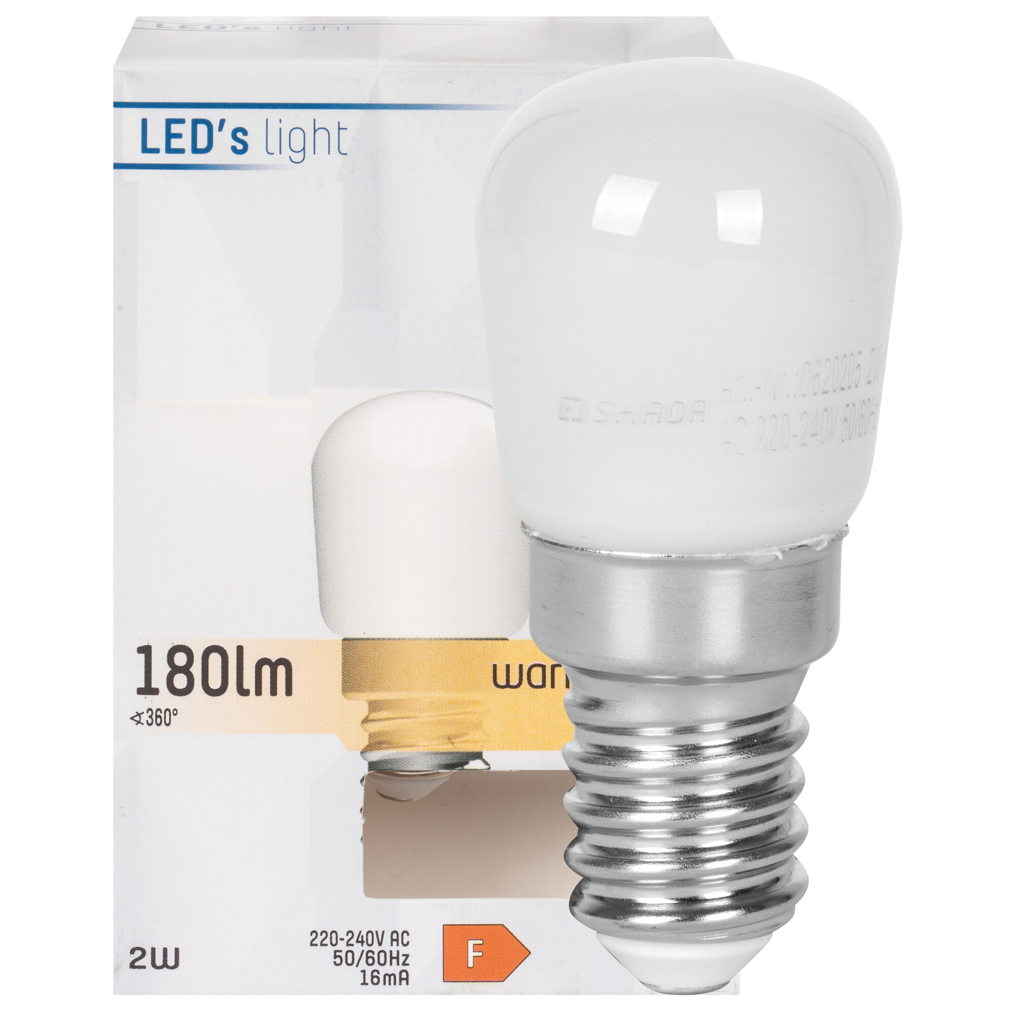 LEDLampe, BirnenForm, opal, E14/2W (19W), 180 lm, 2700K LED