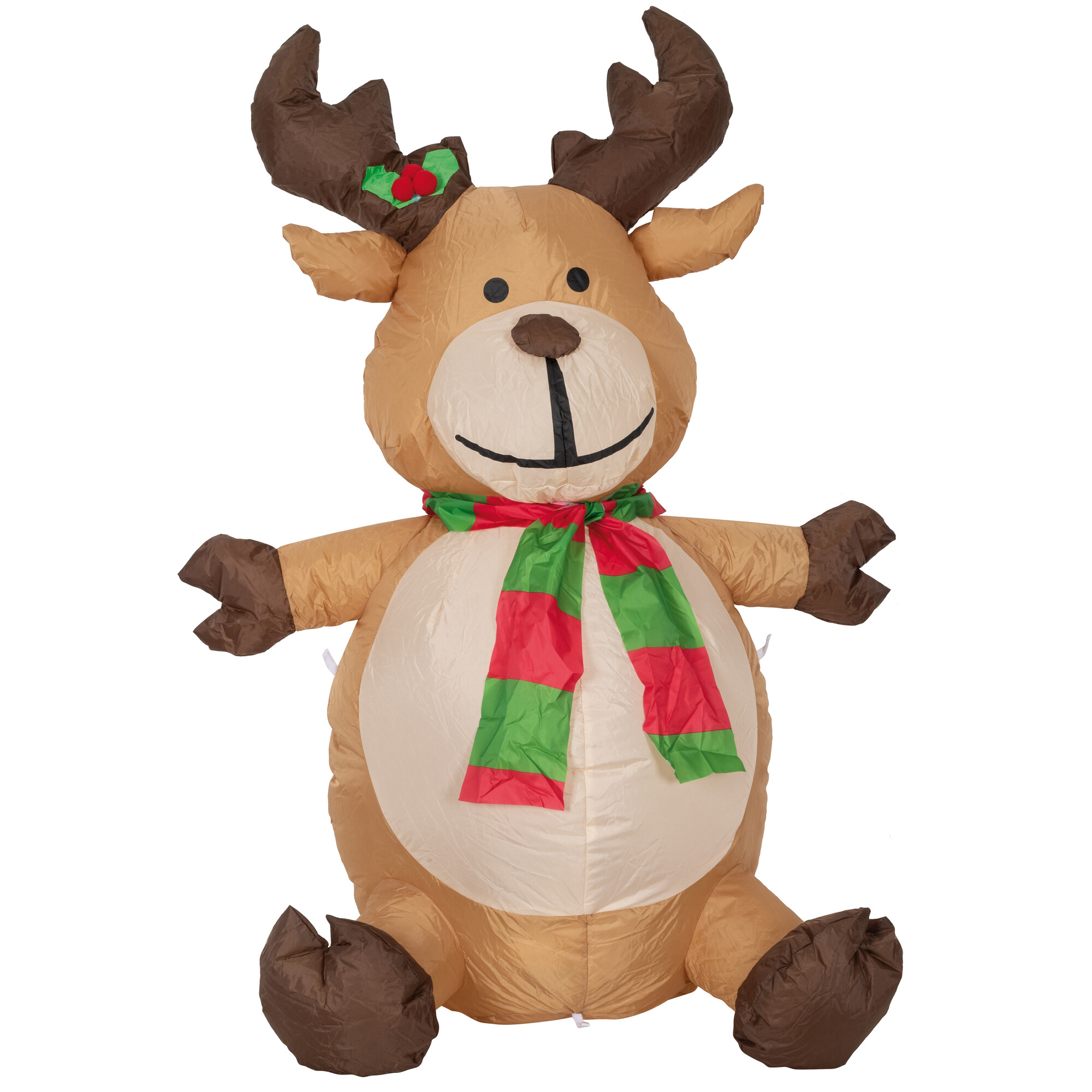aufblasbares Rentier XXL, mit Schal Weihnachtliche Beleuchtung