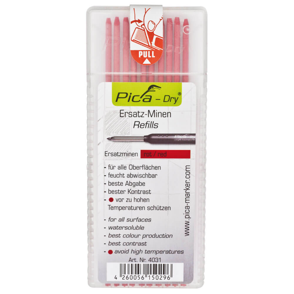 Lyra Dry Ersatz-Minen Set Basic – 10 Stück, Für Lyra Dry Marker, 2.8 Mm, In Graphit, Rot & Gelb