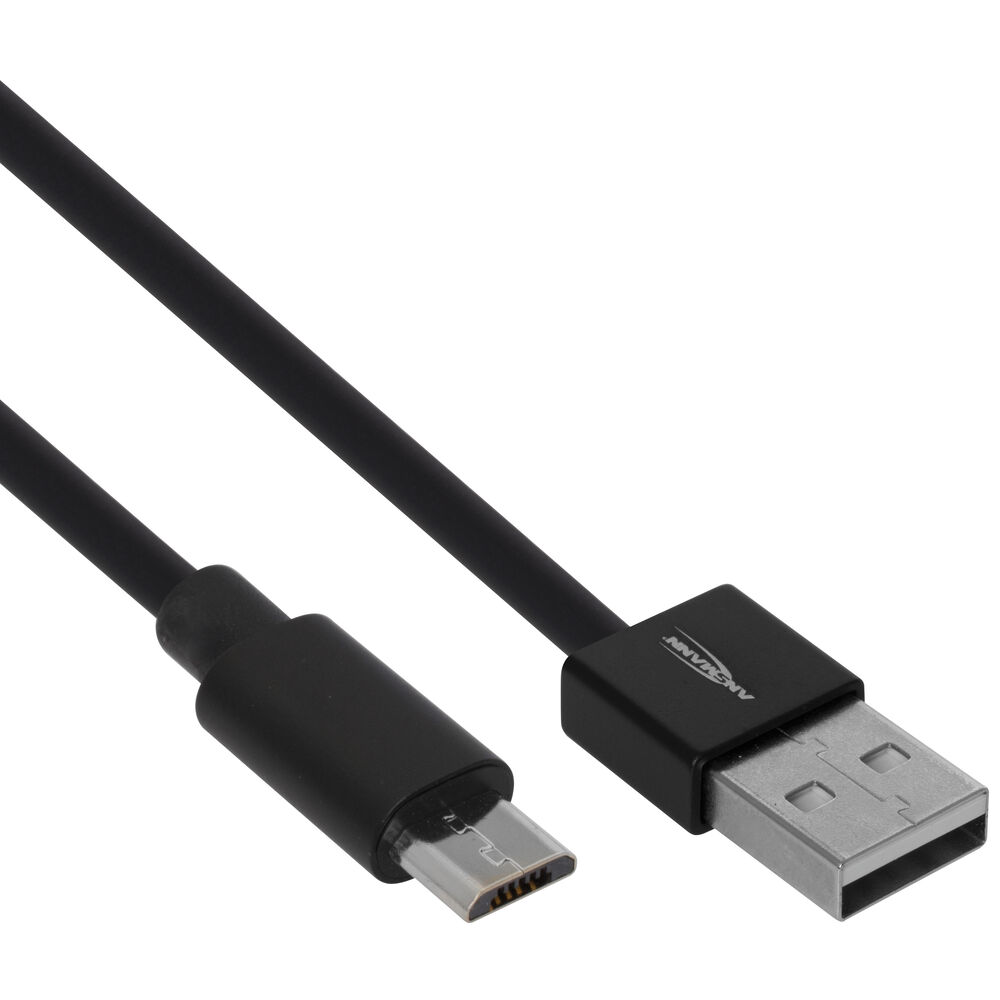 USB-Daten- und Ladekabel, USB-A auf Micro-USB, L 1,2 m, schwarz Bild 2