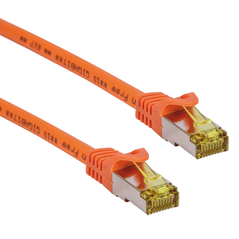 Patchkabel, Category 6A, 500 MHz (Cat 7 Rohkabel), doppelt geschirmt, orange