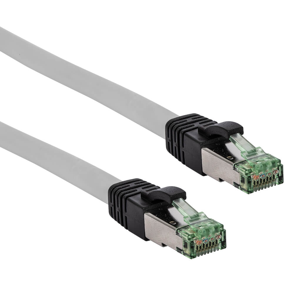 Patchkabel, Category 8.01, 2000 MHz (99,9 % OFC-Kupfer), doppelt geschirmt, grau 