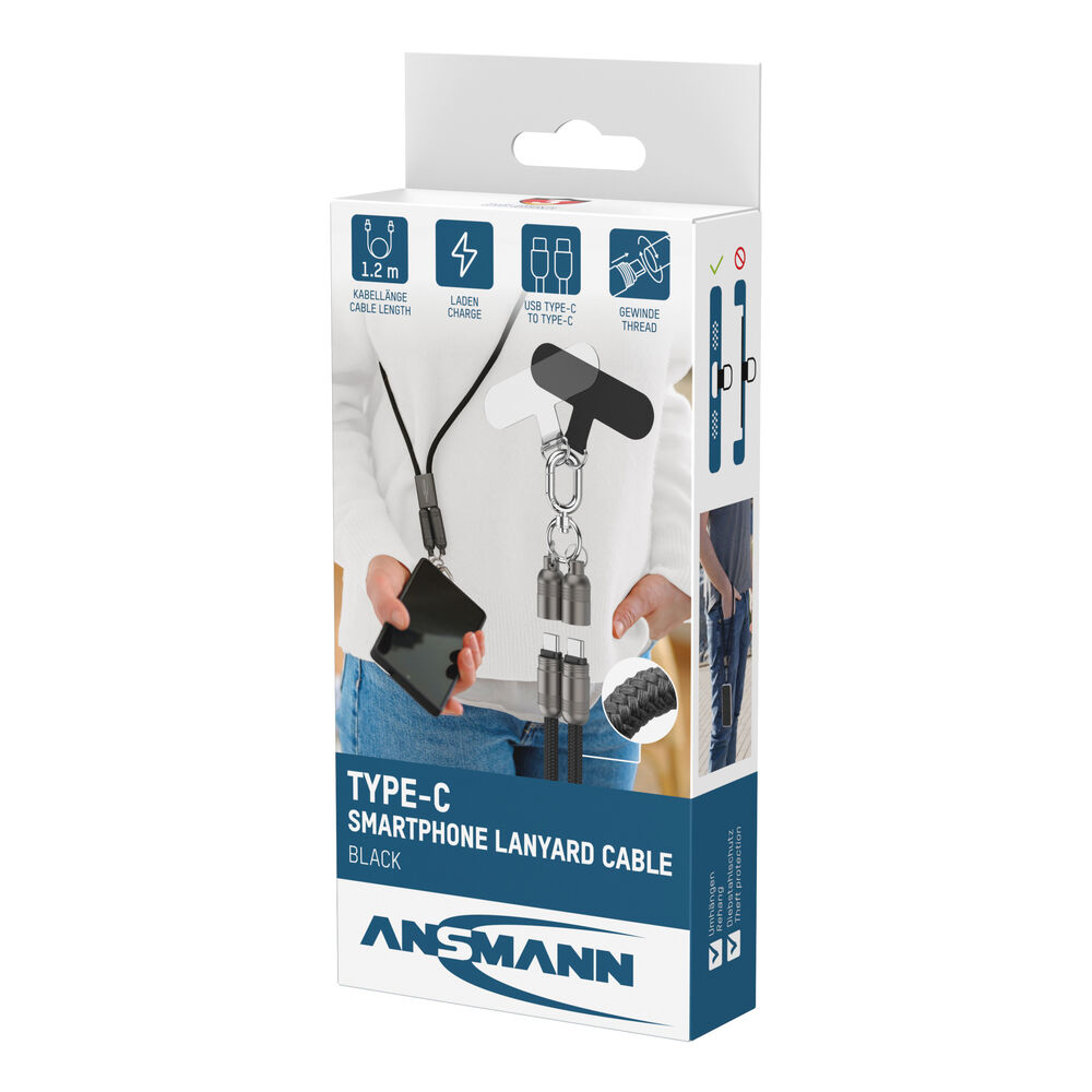 USB-Daten- und Ladekabel, 60W/3A, 048 Gbit/s, L 1,2 m, schwarz, zum Umhngen Bild 7