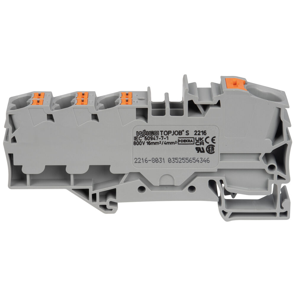 Verteiler-Klemme, TOP-JOB-S, mit Dr�cker, Zugang 1 x K/U 16 mm�, Abgang 6 x K/U 6 (4) mm�, f�r Anwendungen Ex e II geeignet