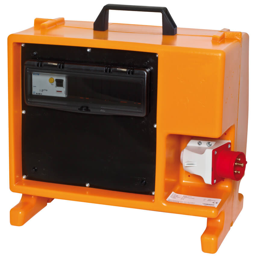 Mobile CEE- Steckdosenverteilung, 11kVA, Eingang: 16A CEE, Ausgang: 3 x 16A CEE, 6 x Schutzkontakt-Steckdosen Bild 2