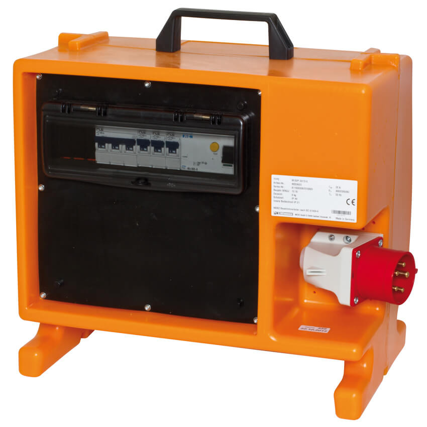 Mobile CEE- Steckdosenverteilung, 22kVA, Eingang: 32A CEE, Ausgang: 1 x 16A CEE, 2 x 32A CEE, 6 x Schutzkontakt-Steckdosen Bild 2
