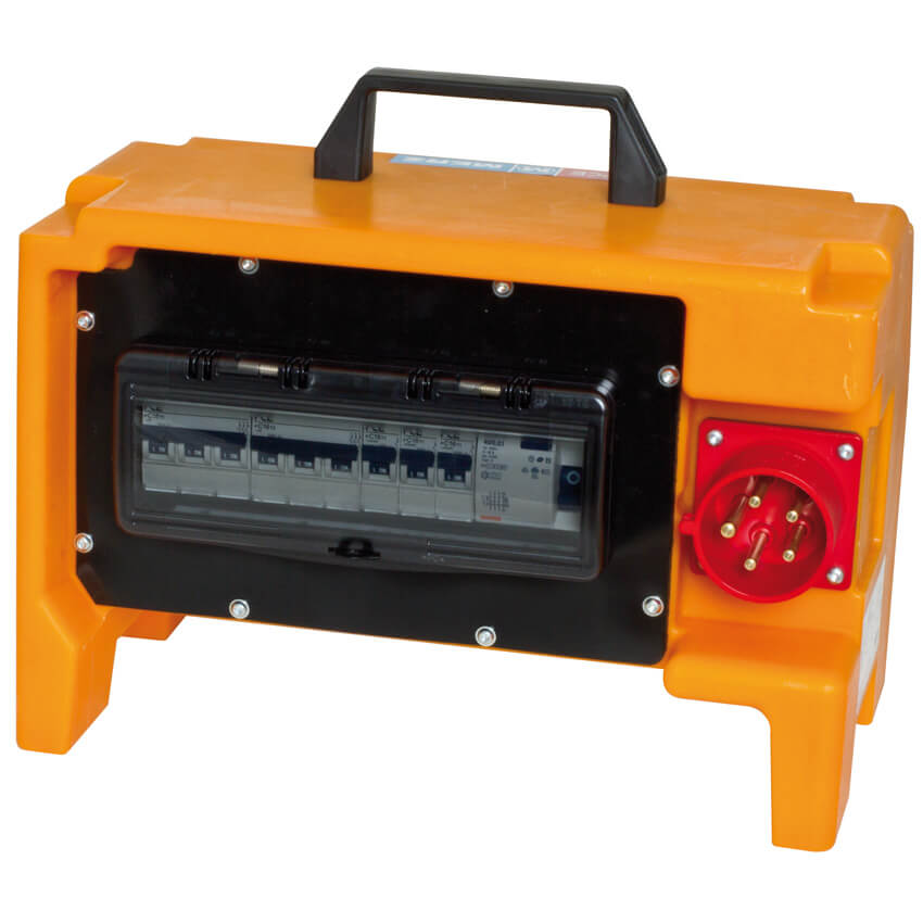 Mobile CEE- Steckdosenverteilung, 22kVA, Eingang: 32A CEE, Ausgang: 2 x 16A CEE, 1 x 32A CEE, 6 x Schutzkontakt-Steckdose Bild 2