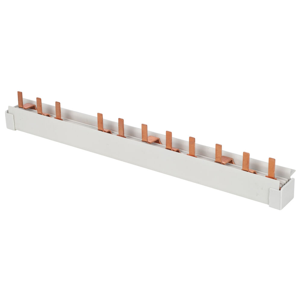 Steg-Phasenschiene/FI+LS, 10 mm, 3-polig, L-Form, fr 8 LS + 1 4-poligen FI-Schalter fr ABB Pro M/Compact