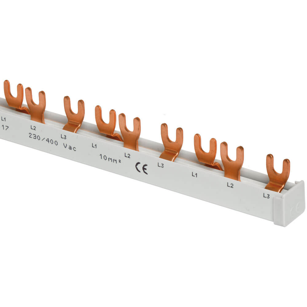 Gabel-Phasenschiene, 10 mm, 3-polig, T-Form, fr 12 LS-Schalter LEXIC DX-(E) und TX