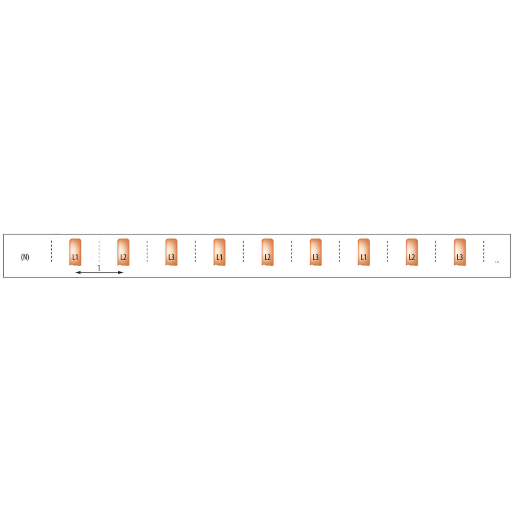 MINILINE-SYSTEM, Steg-Phasenschiene, 10 mm, 3-polig, L-Form, fr 1 4-pol. FI-Schalter und 8 LS-Schalter Bild 2