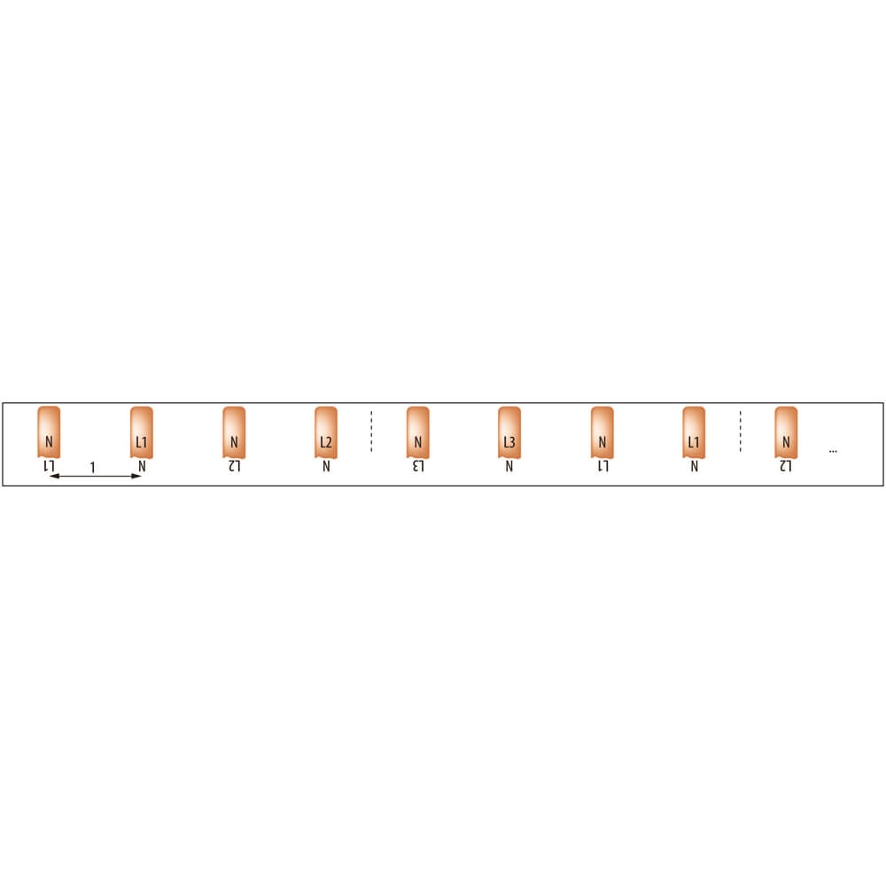 MINILINE-SYSTEM, Steg-Phasenschiene, 10 mm, 4-polig, L-Form, fr 6 2-pol. FI-Schalter Bild 2