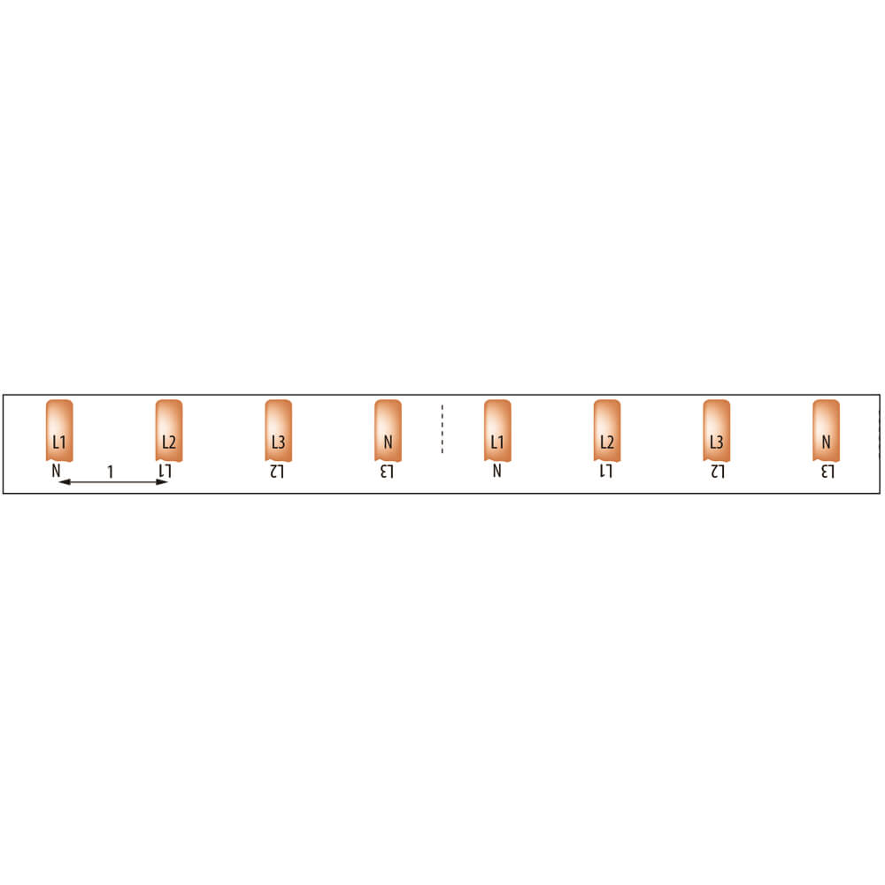 MINILINE-SYSTEM, Steg-Phasenschiene, 10 mm, 4-polig, L-Form, fr 2 4-pol. FI-Schalter Bild 2