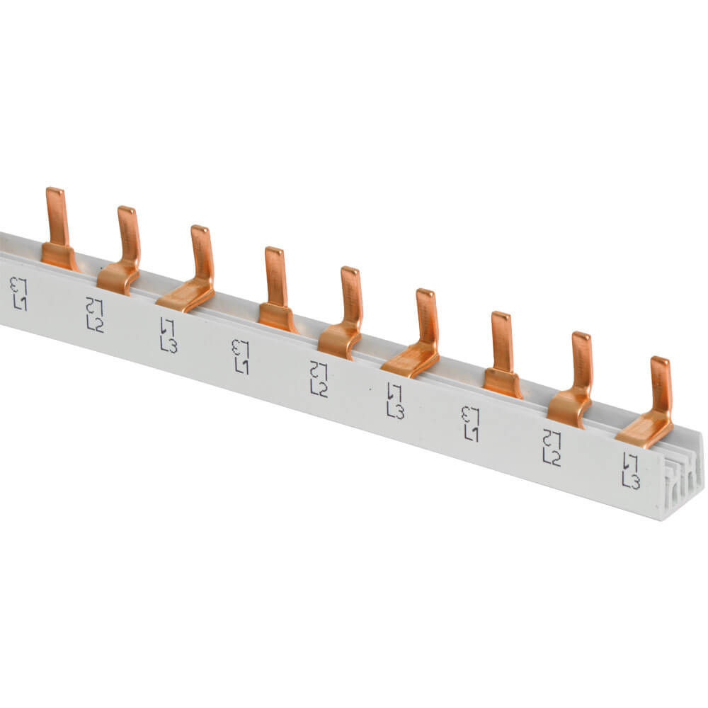 Steg-Phasenschiene, 10 mm, 3-polig, L-Form, fr 57 LS-Schalter