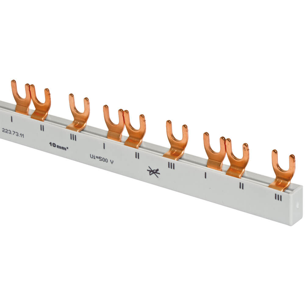 MINILINE-SYSTEM, Gabel-Phasenschiene, 10mm, 3-polig, L-Form, fr 12 LS-Schalter