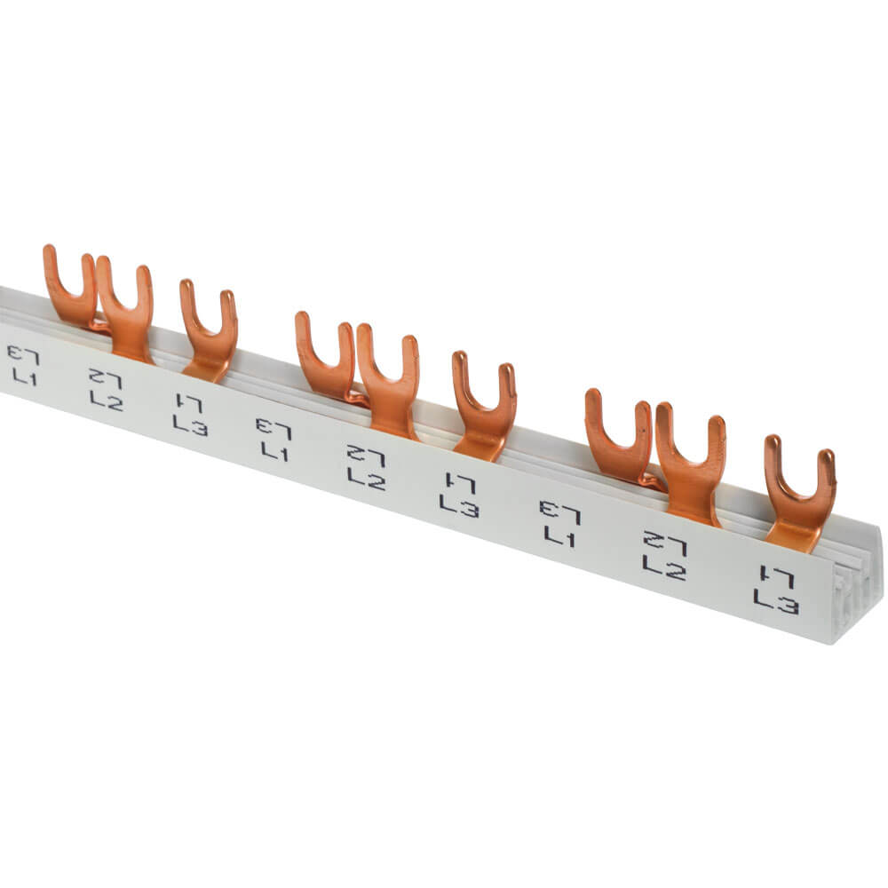 Gabel-Phasenschiene, 10 mm, 3-polig, T-Form, fr 12 LS-Schalter