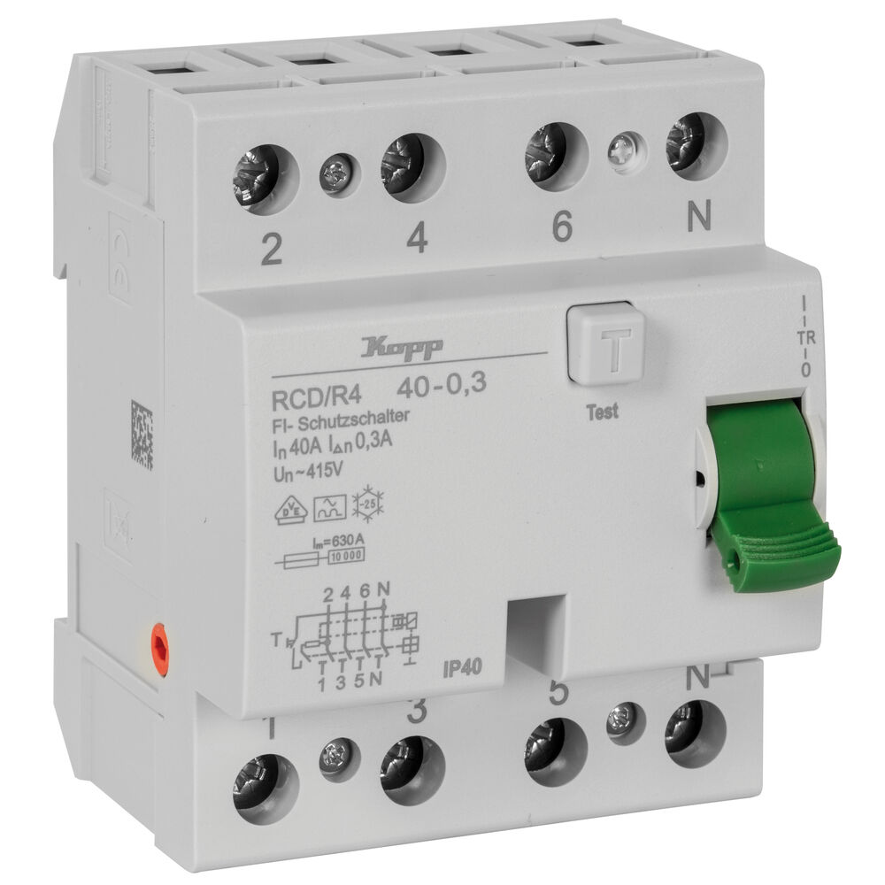 FI-Schutzschalter, 4-polig, 40A/0,3