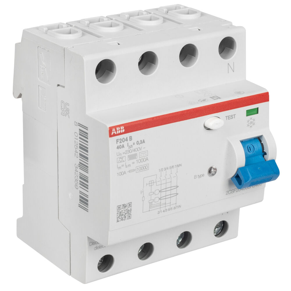 allstromsensitiver FI-Schutzschalter, F 204 B, 4-polig, Typ B, 4 TE