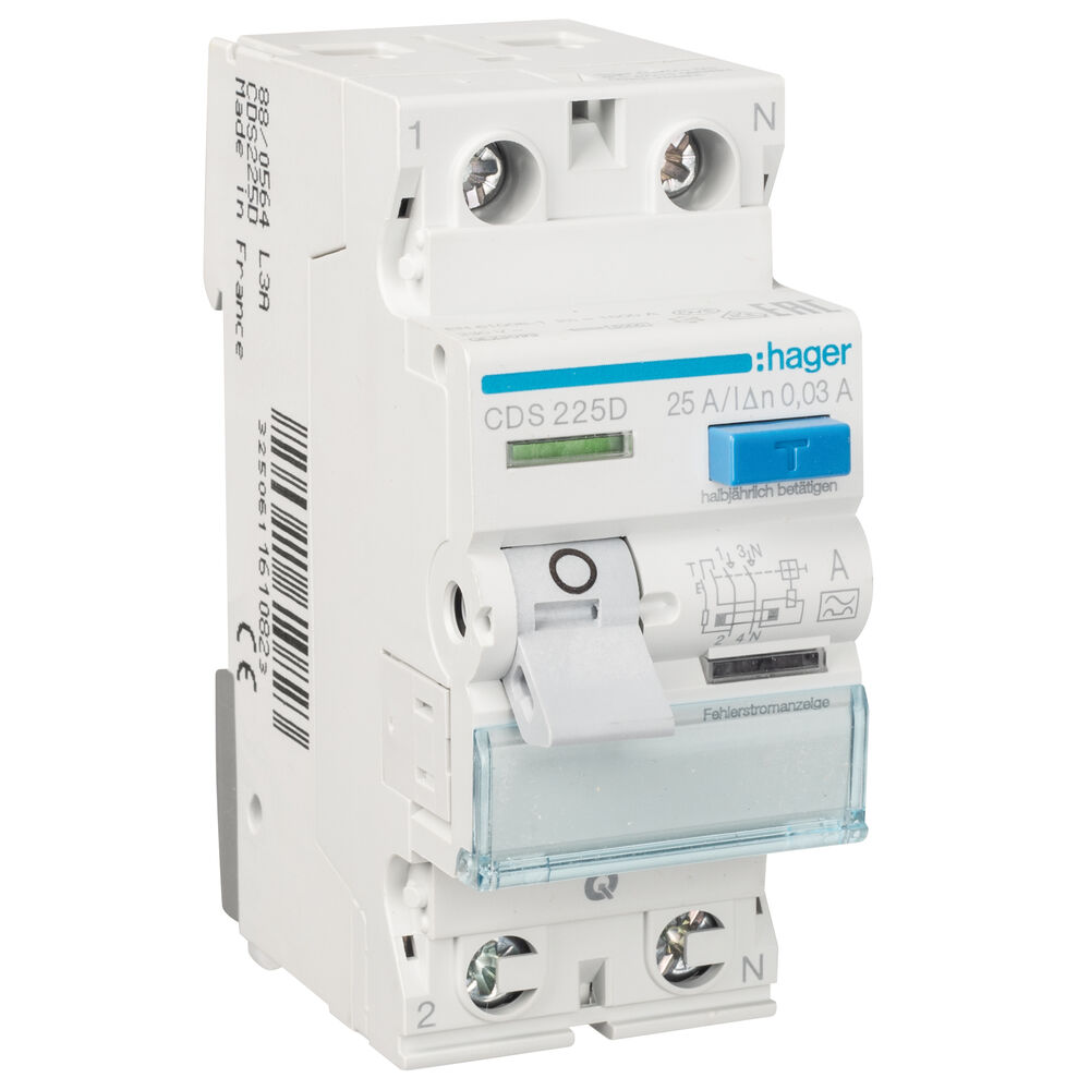 FI-Schutzschalter, QUICK CONNECT, 2-polig, 25A, 0,03, Typ A, 2 TE