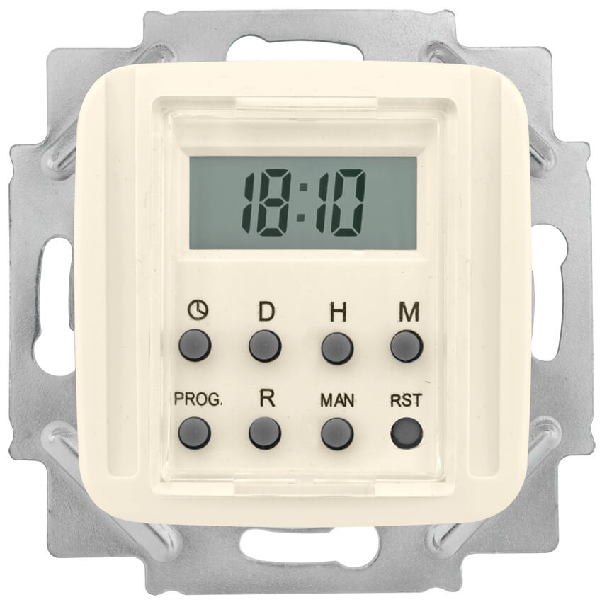 Kombi-LCD-Zeitschaltuhr, elektronisch, 230V/1250-2500W/600VA, KLEIN SI, wei