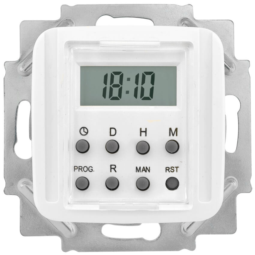 Kombi-LCD-Zeitschaltuhr, elektronisch, 230V/1250-2500W/600VA, KLEIN SI, reinwei