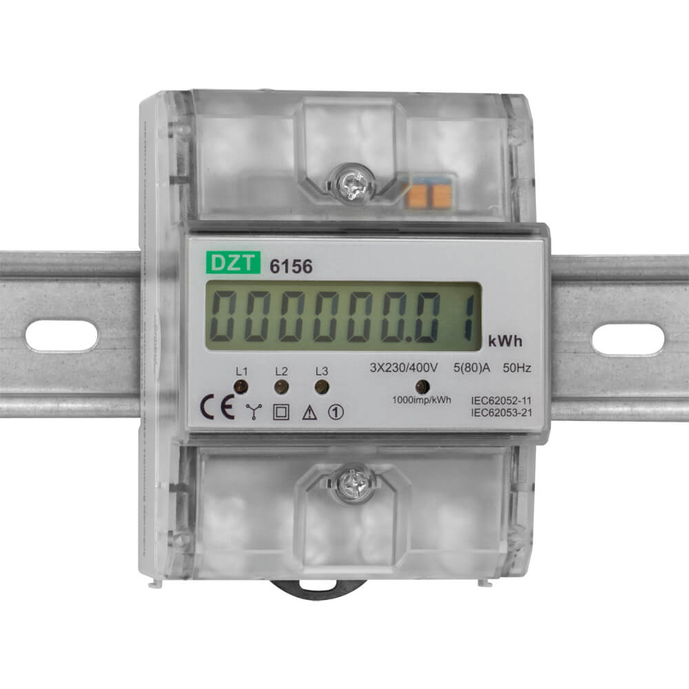 Stromzhler, fr Drehstrom, dreiphasig, 3 x 230V/(5)80A, mit LCD-Zhlwerk