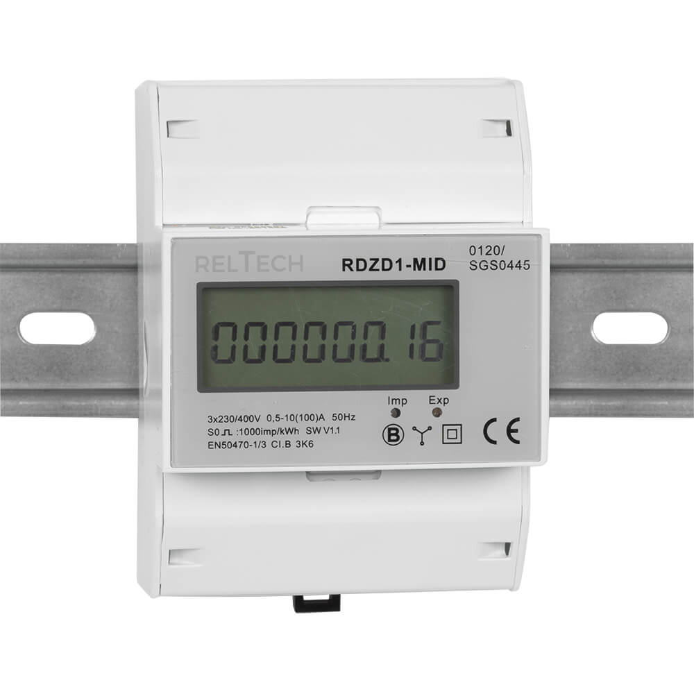 Stromzhler, fr Drehstrom, dreiphasig, 3 x 230V/(10)100A,  mit LCD-Zhlwerk, MID Konformittserklrung