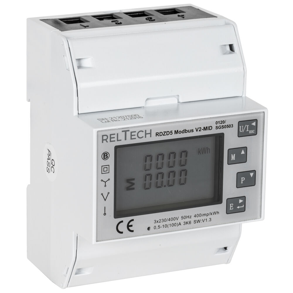 Stromzhler, fr Drehstrom, dreiphasig, 3 x 230V/0,5-10(100)A, mit LCD-Zhlwerk, MID Konformittserklrung