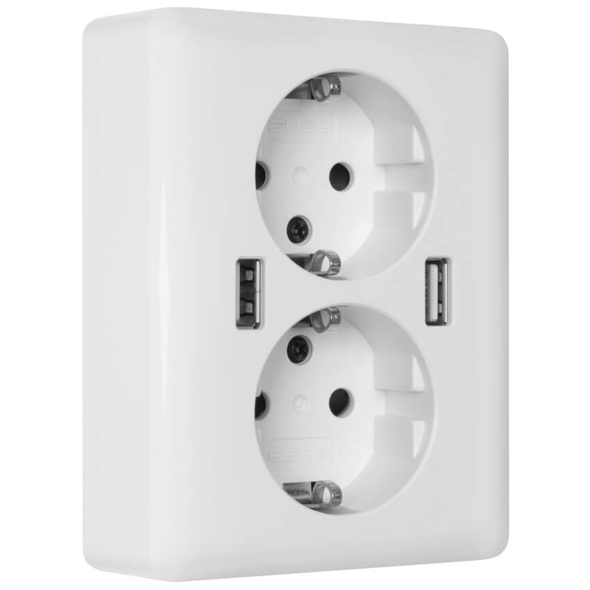 UP-Doppelsteckdose, 2USB EasyChargeDUO, 2 x USB-Ausgang 5V/max. 2,4A