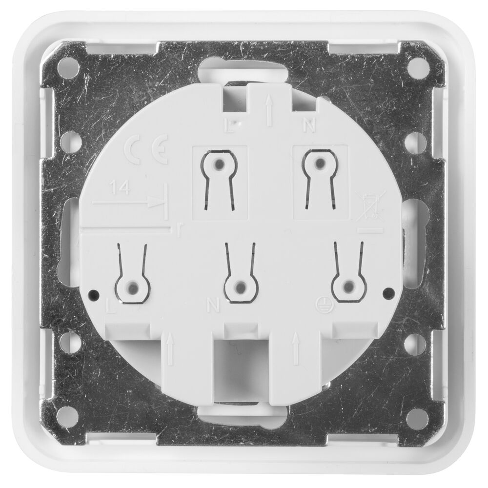 UP-Komplett-Steckdose, mit FI-Schalter, RCD 90,  16A/0,03, polarwei Bild 4