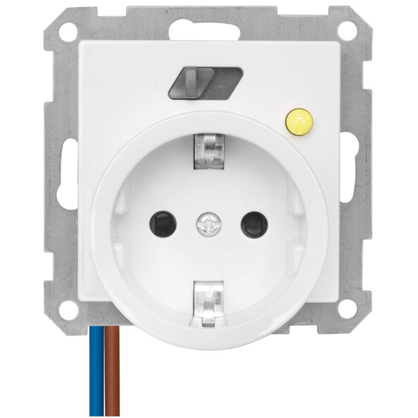 KombiSteckdose, mit Kinderschutz und FISchalter, SERIE AS alpinweiß glänzend ausverkauft1