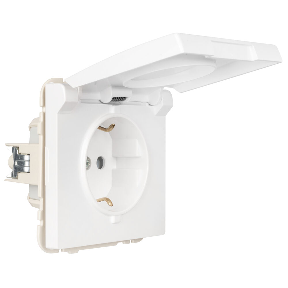 Kombi-Steckdose, mit Ber�hrungsschutz, Klappdeckel, APOLO 5000, signalwei� Bild 3