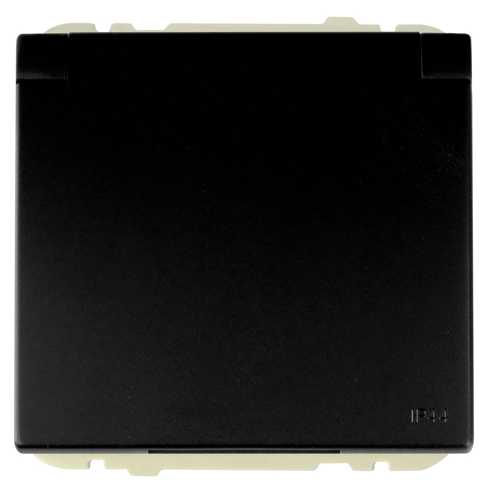 Kombi-Steckdose, mit Ber�hrungsschutz, Klappdeckel APOLO 5000, schwarz matt Bild 4