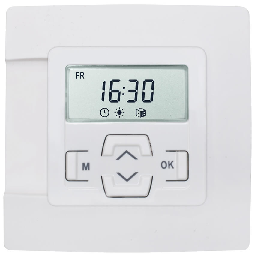 Rolladen-Zeitschaltuhr, Speedtimer, Zentralplatte 50 x 50 mm, Tages-/Wochenprogramm, ultrawei