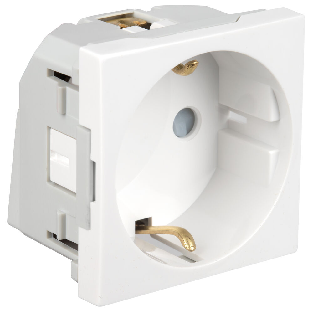 Modul-Einsatz, Schutzkontakt-Steckdose, f�r Boden-Einbau-Steckdose, reinwei�, 45 x 45