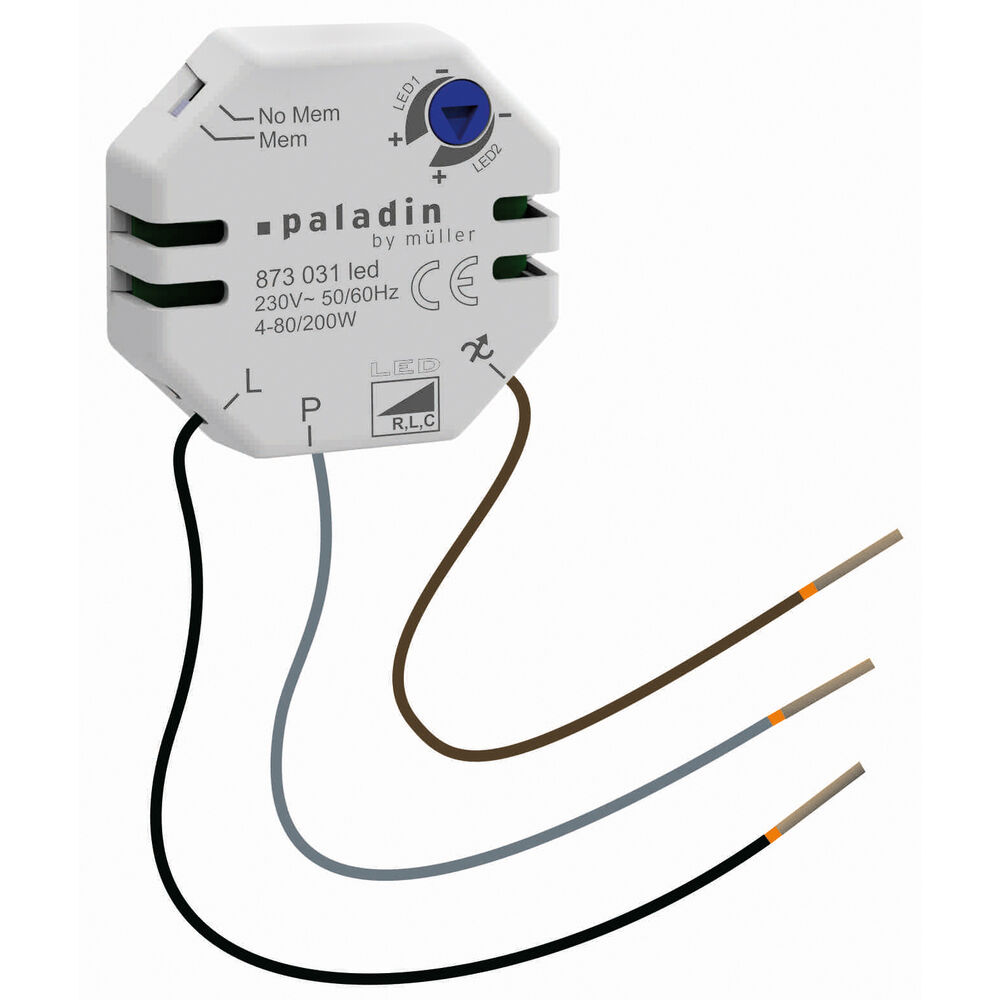 LED-Einbau-Tastdimmer, 4 - 100 (200)W, Anschluss OHNE Neutralleiter