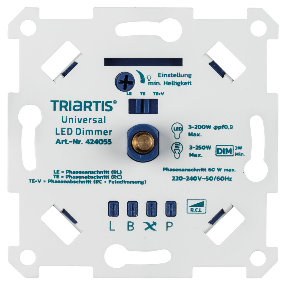 UP-Universal- Digital-Dimmereinsatz, AGL/HALO 230V/3-250W, LED 3-200W, Phasenab-/anschnitt, superflach, ET 16