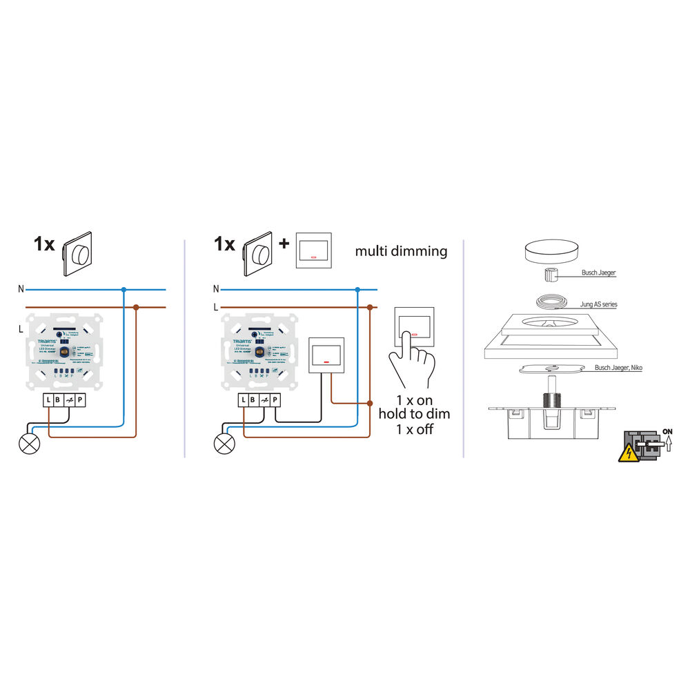 UP-Universal- Digital-Dimmereinsatz, 3 - 250W/VA, LED 3 - 200W, Phasenan- und abschnitt, superflach, ET 16 Bild 3