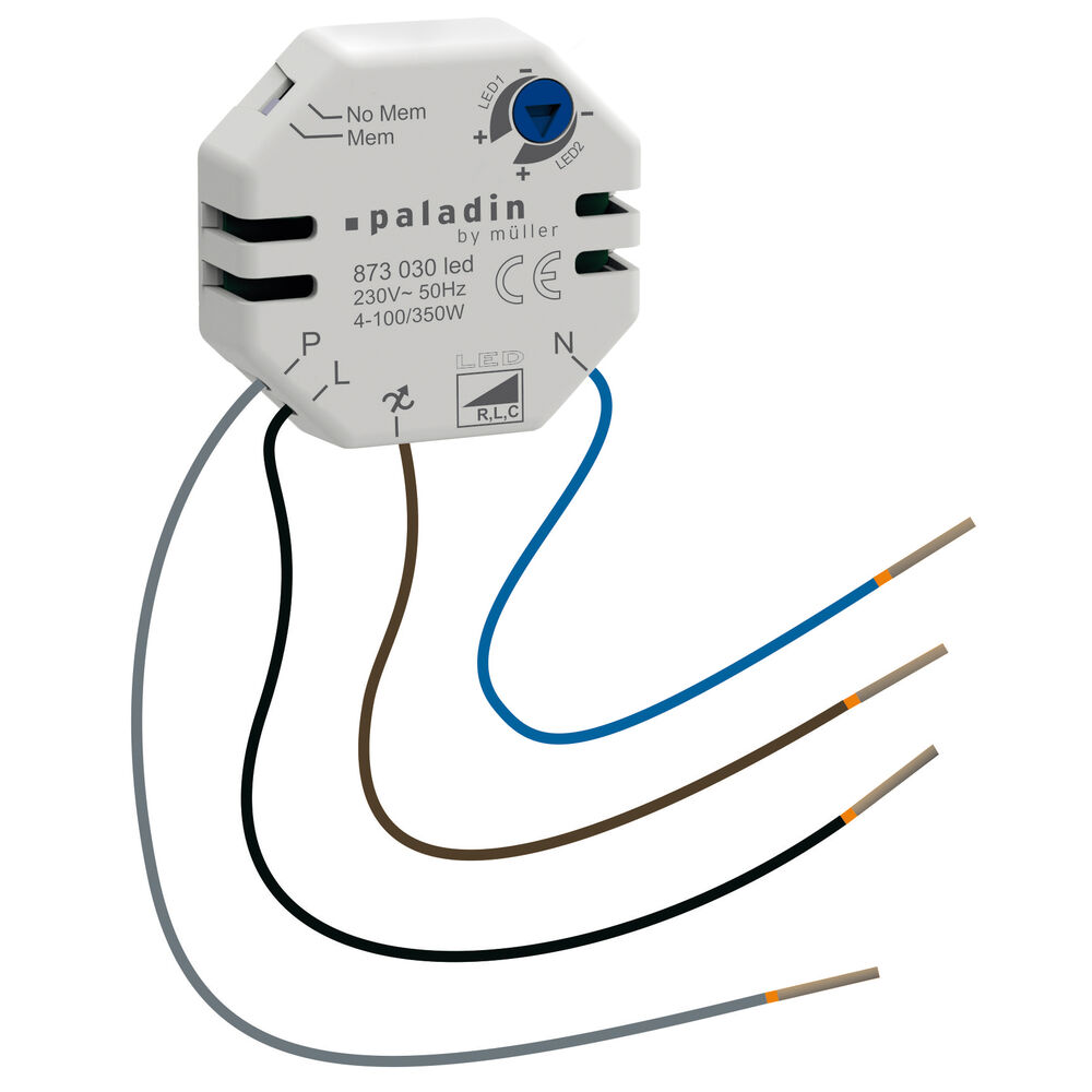 LED-Einbau-Tastdimmer,  4 - 100W, 4 - 350W, Phasenan- und abschnitt