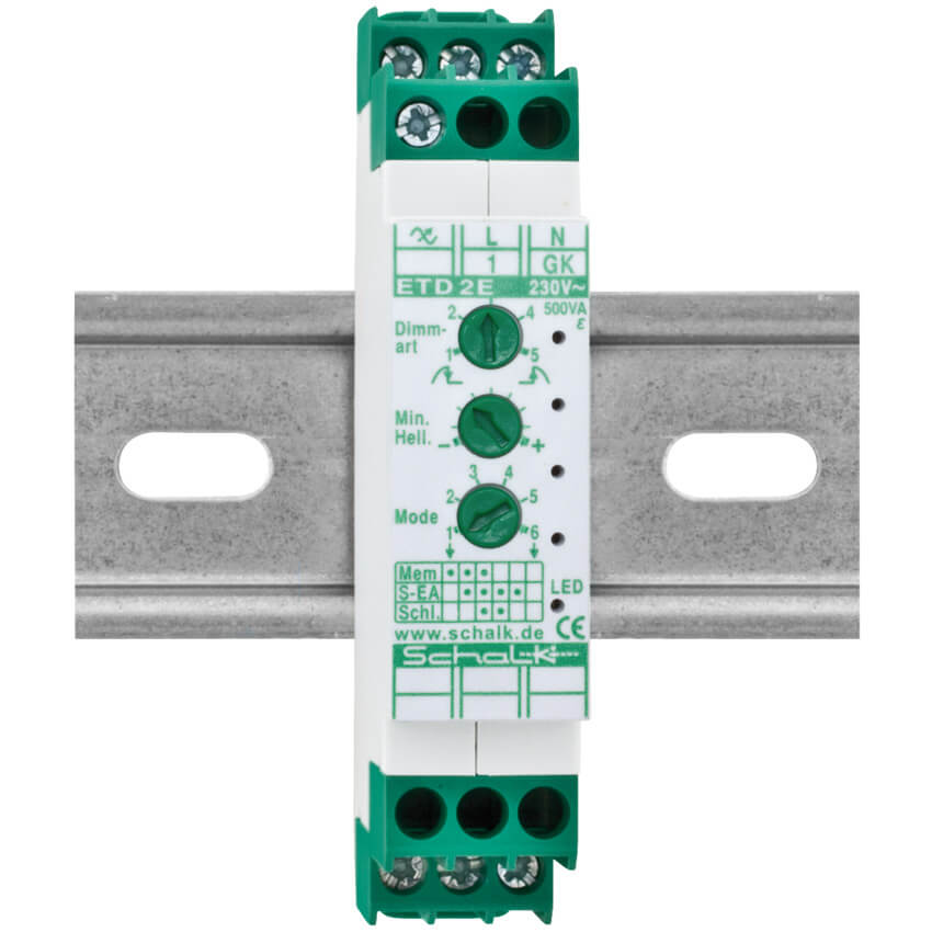 Reiheneinbau-Tastdimmer,  ETD E2,  0 - 500W oder  LED 0 - 400W,  Phasenan- und abschnitt