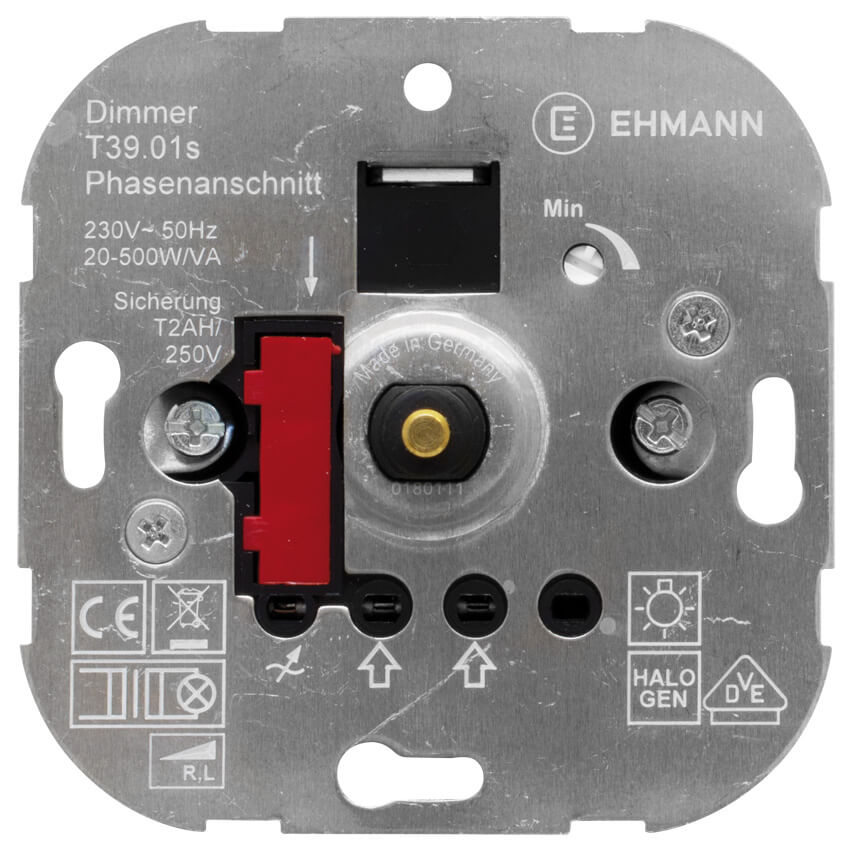 Druck-/Wechsel- UP-Dimmereinsatz, 20 - 500VA, Phasenanschnitt