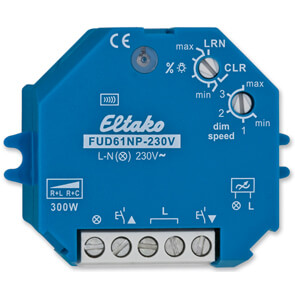 Funk-Dimmempfnger,  FUD61NP-230V, 1 Kanal,  230V/40-300W, fr AP-Montage oder  Einbau in UP-Dose