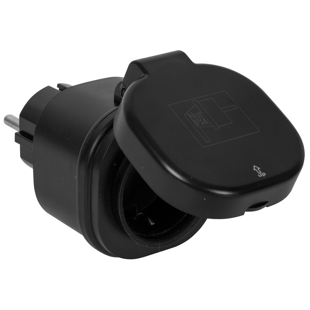 Funk-Steckdosen-Adapter fr Auen, schaltbar bis 3000W ohmsche Last, 1 Kanal, schwarz