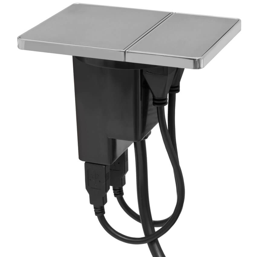 Mbeleinbau-Steckdose mit USB, VersaPAD, 1 Schutzkontakt-Steckdose und 2 USB-Steckdosen Bild 3