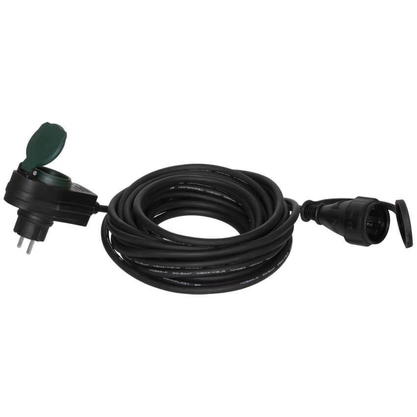 Schutzkontakt-Gummi- Verlngerung,  H05RR-F 3G x 1,5, 25 m, schwarz