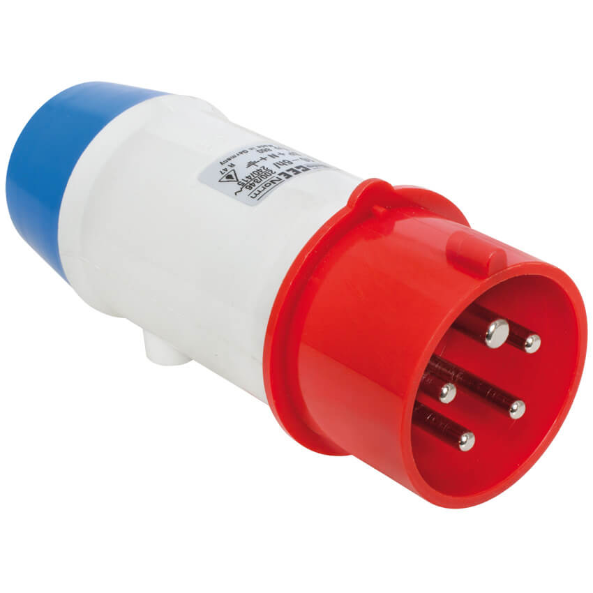 CEE-Adapterstecker, CEE 16A 5-polig auf Schutzkontakt 3-polig,  16A/230V, mit Schraubklemmen