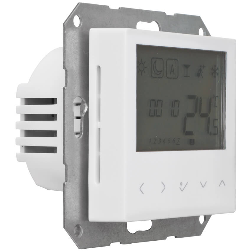 Kombi-Raumthermostat, elektronisch, 230V/0,5A, Zentralplatte 55 x 55 mm, LCD-Display, reinwei Bild 2