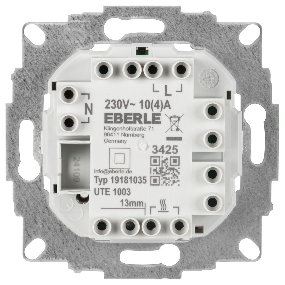 Kombi-Raumthermostat, �ffner, 230V/10(4)A, 5�C - 30�C, Zentralplatte 55 x 55 mm Bild 3
